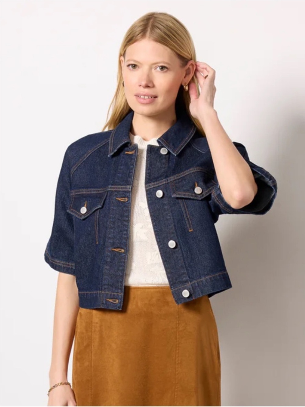 Avec Les Filles cropped rinse denim jacket